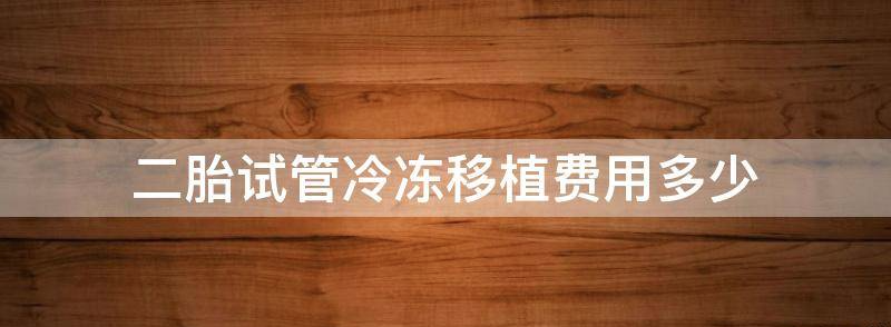 二胎试管冷冻移植费用大概多少？