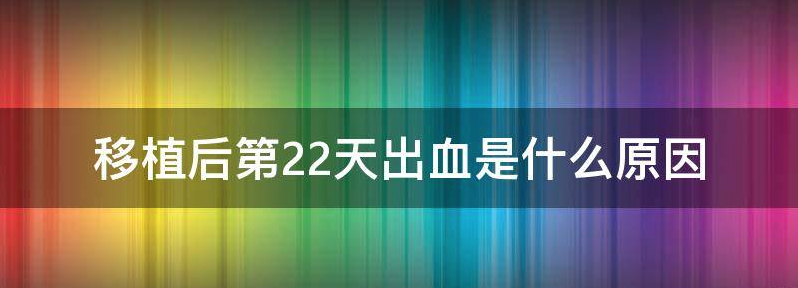 胚胎移植第22天少量出血怎么办,3种保胎措施你值得拥有