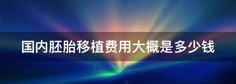  国内胚胎移植费用大概是多少？