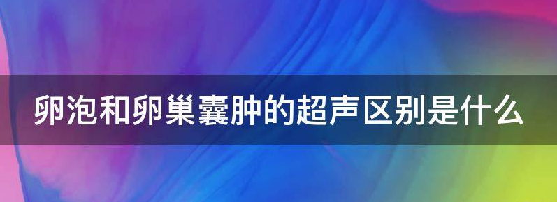 卵泡和卵巢囊肿的超声区别?