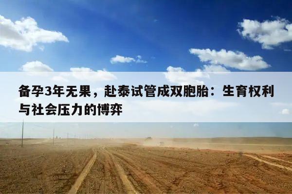 备孕3年无果，赴泰试管成双胞胎：生育权利与社会压力的博弈