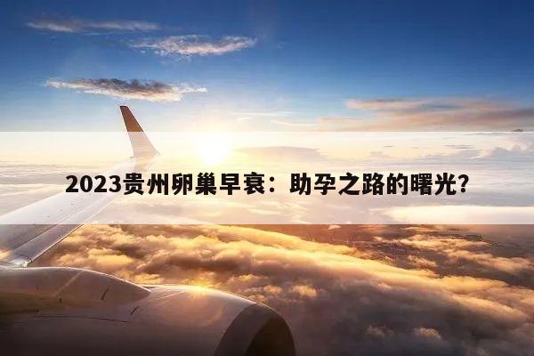2023贵州卵巢早衰:助孕之路的曙光?