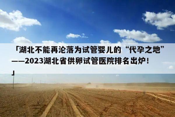 「湖北不能再沦落为试管婴儿的“代孕之地”——2023湖北省供卵试管医院排名出炉!」