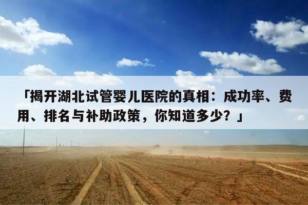 「揭开湖北试管婴儿医院的真相：成功率、费用、排名与补助政策，你知道多少？」