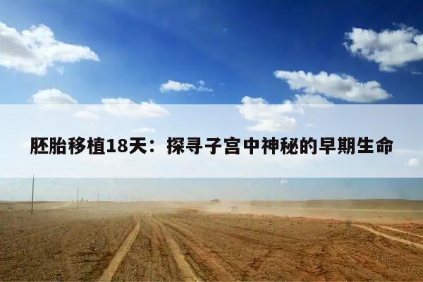 胚胎移植18天:探寻子宫中神秘的早期生命