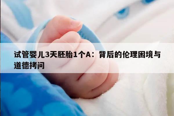 试管婴儿3天胚胎1个A：背后的伦理困境与道德拷问