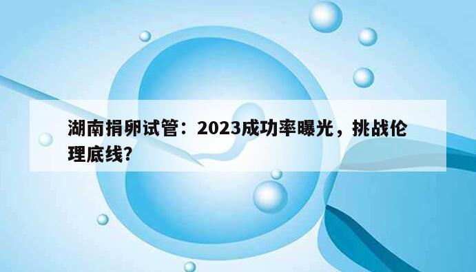 湖南捐卵试管:2023成功率曝光,挑战伦理底线?