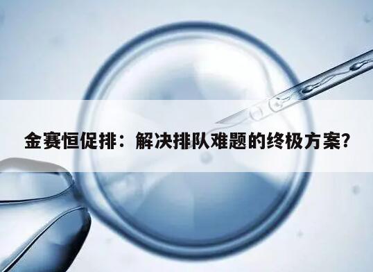 金赛恒促排：解决排队难题的终极方案？