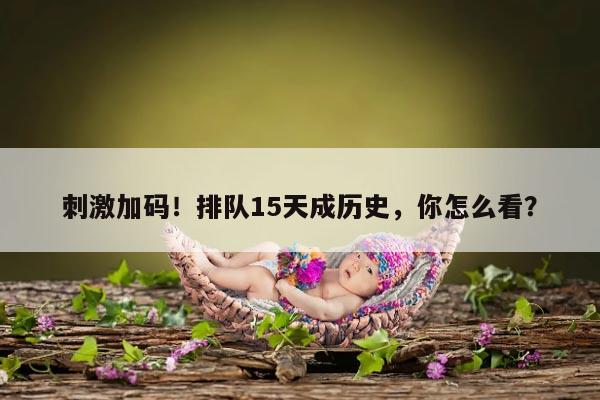 刺激加码!排队15天成历史,你怎么看?