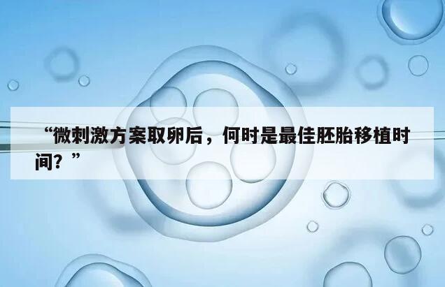“微刺激方案取卵后,何时是最佳胚胎移植时间?”