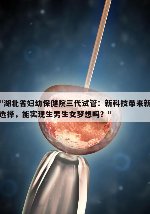 湖北省妇幼保健院三代试管技术:实现生男生女的梦想