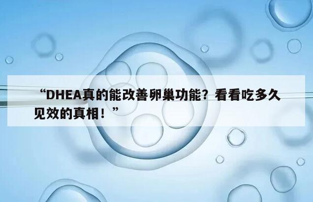 DHEA真的能改善卵巢功能?看看吃多久见效的真相!