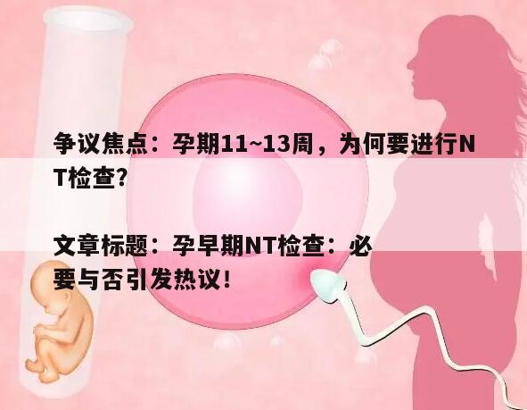 争议焦点:孕期11~13周,为何要进行NT检查?
文章标题:孕早期NT检查:必要与否引发热议!