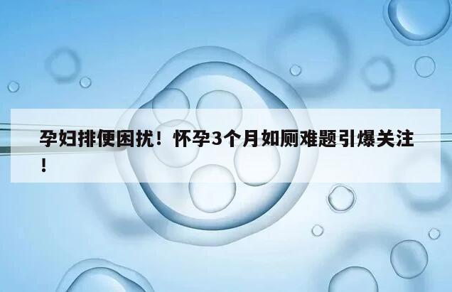 怀孕3个月排便困难的原因和解决方法