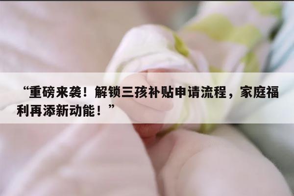 解锁三孩补贴申请流程，家庭福利再添新动能！