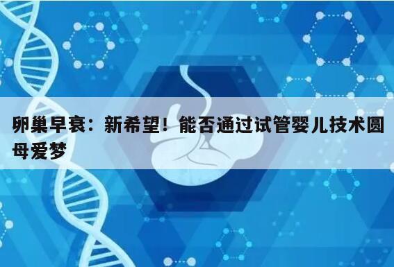 卵巢早衰:新希望!能否通过试管婴儿技术圆母爱梦