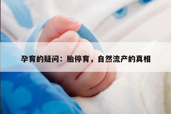 孕育的疑问:胎停育,自然流产的真相