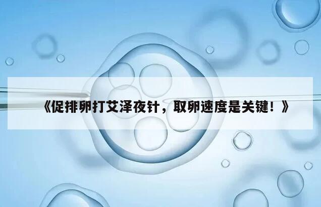 促排卵打艾泽夜针，取卵速度是关键！