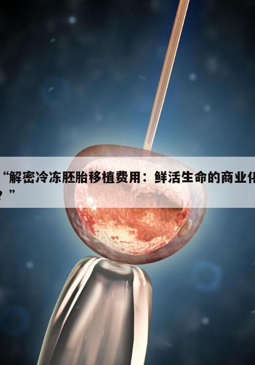 解密冷冻胚胎移植费用:鲜活生命的商业化?