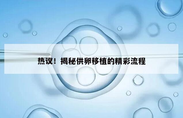 热议!揭秘供卵移植的精彩流程