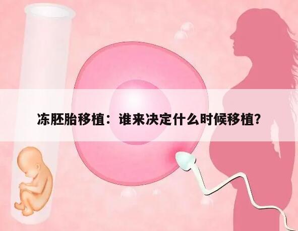 冻胚胎移植:谁来决定什么时候移植?