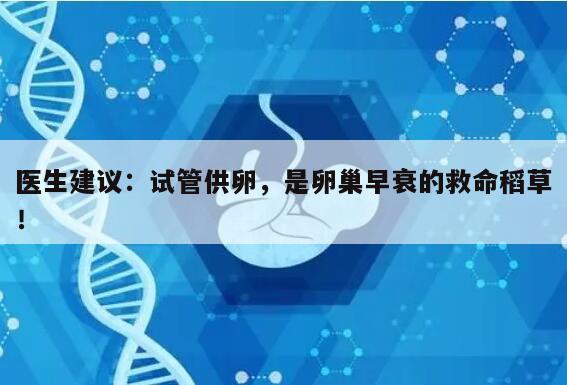 医生建议:试管供卵,是卵巢早衰的救命稻草!
