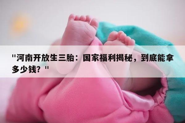 "河南开放生三胎：国家福利揭秘，到底能拿多少钱？"