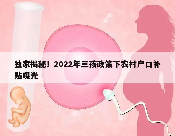 独家揭秘!2022年三孩政策下农村户口补贴曝光