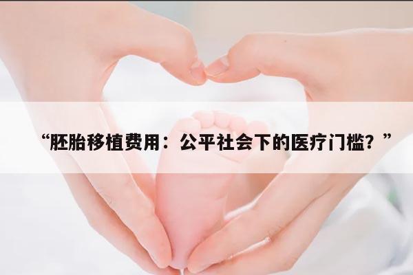“胚胎移植费用:公平社会下的医疗门槛?”