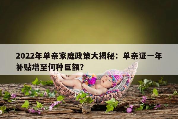 2022年单亲家庭政策大揭秘:单亲证一年补贴增至何种巨额?