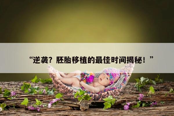 “逆袭?胚胎移植的最佳时间揭秘!”