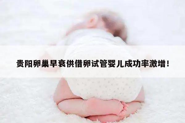 贵阳卵巢早衰供借卵试管婴儿成功率激增!