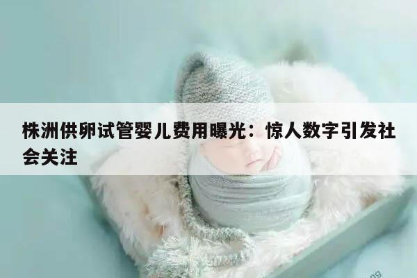 株洲供卵试管婴儿费用曝光:惊人数字引发社会关注