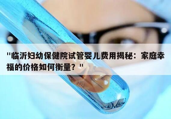 "临沂妇幼保健院试管婴儿费用揭秘:家庭幸福的价格如何衡量?"