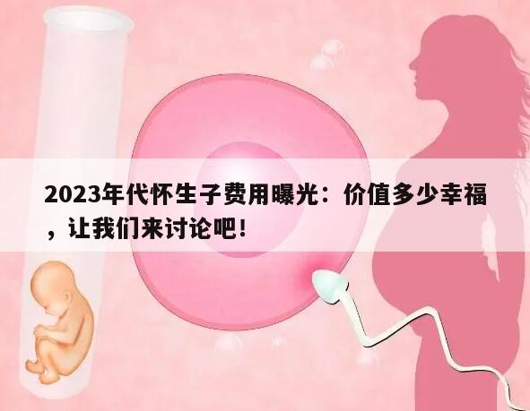 2023年代怀生子费用曝光：价值多少幸福，让我们来讨论吧！