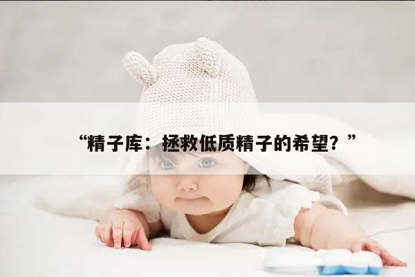 精子质量太低：精子库是否是一个选择？