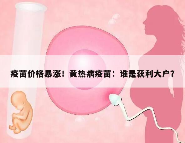 疫苗价格暴涨!黄热病疫苗:谁是获利大户?