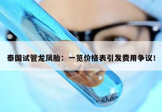 泰国试管龙凤胎：一览价格表引发费用争议！