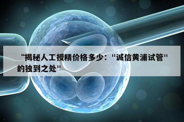 “揭秘人工授精价格多少:"诚信黄浦试管"的独到之处"