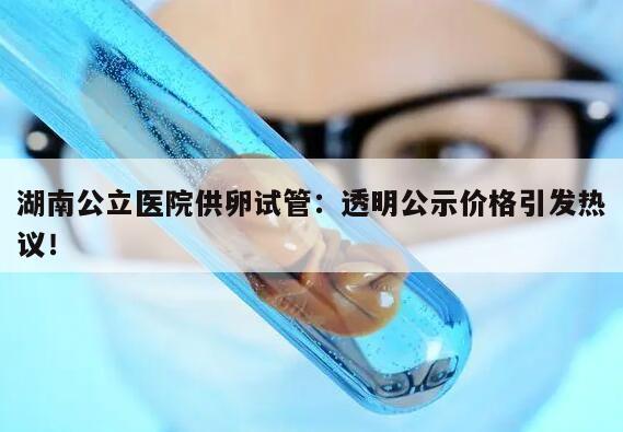 湖南公立医院供卵试管：透明公示价格引发热议！