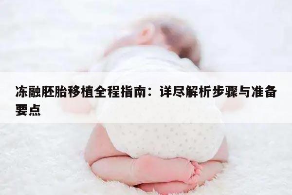 冻融胚胎移植全程指南:详尽解析步骤与准备要点
