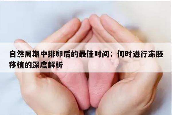 自然周期中排卵后的最佳时间:何时进行冻胚移植的深度解析