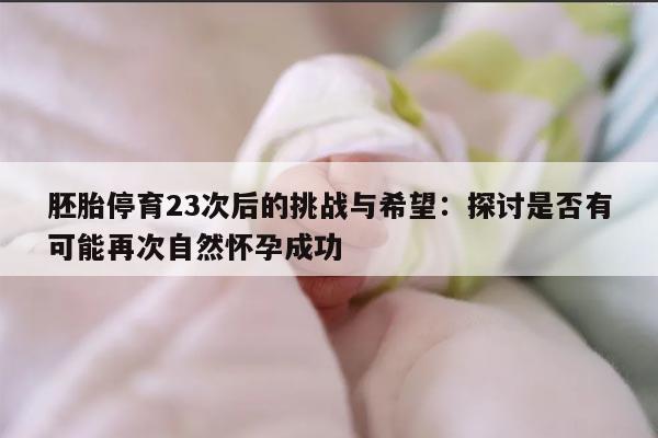胚胎停育23次后的挑战与希望:探讨是否有可能再次自然怀孕成功