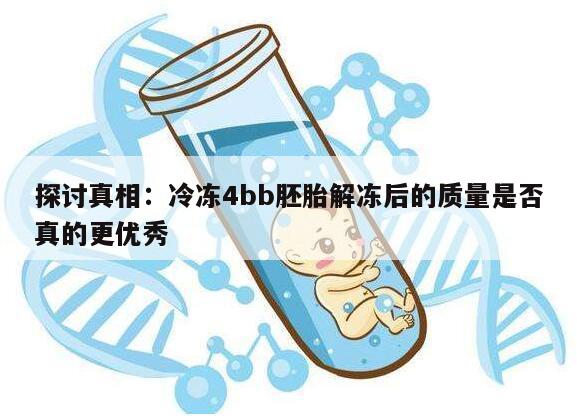 探讨真相:冷冻4bb胚胎解冻后的质量是否真的更优秀