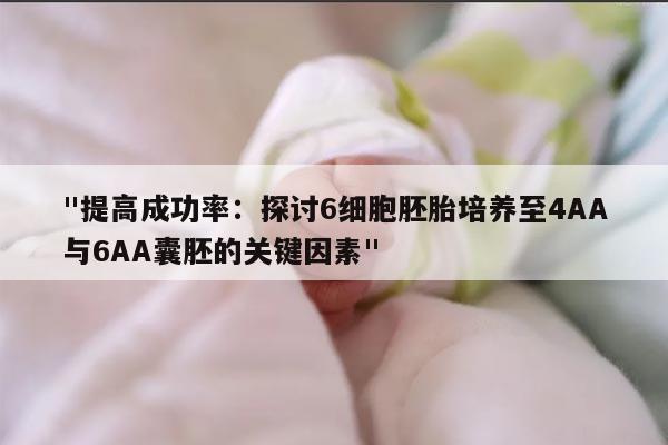 "提高成功率：探讨6细胞胚胎培养至4AA与6AA囊胚的关键因素"