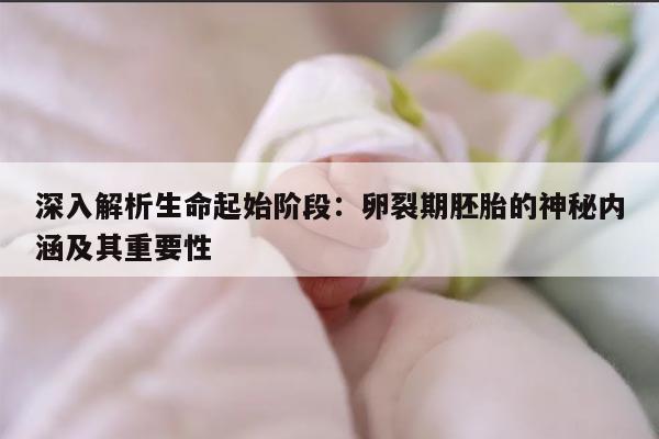 深入解析生命起始阶段：卵裂期胚胎的神秘内涵及其重要性