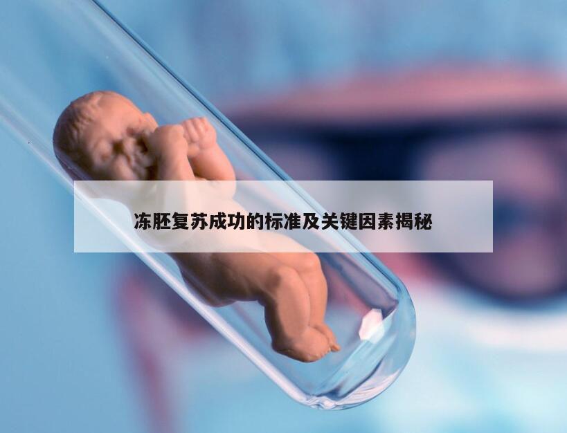 冻胚复苏成功的标准及关键因素揭秘