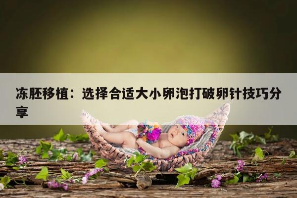 冻胚移植:选择合适大小卵泡打破卵针技巧分享