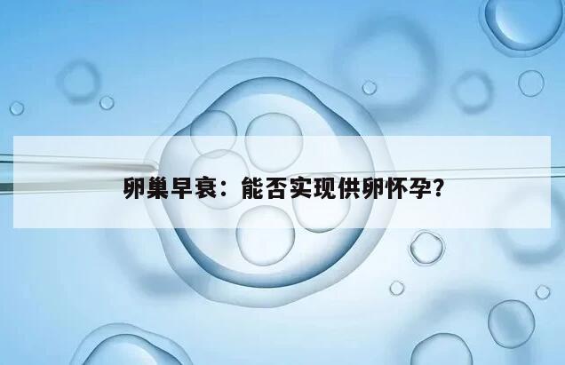 卵巢早衰：能否实现供卵怀孕？