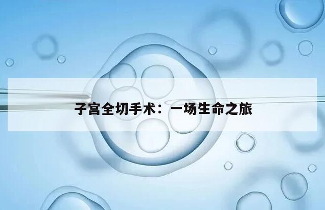 子宫全切手术:一场生命之旅